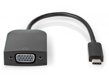 NEDIS kabelový adaptér USB 3.2 Gen 1/ USB-C zástrčka - VGA (D-SUB) zásuvka/ kulatý/ černý/ 20cm