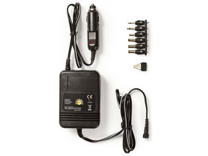 NEDIS univerzální DC/DC napájecí adaptér/ auto adaptér/ 24 W/ 1.5 / 3 / 4.5 / 6 / 7.5 / 9 / 12 V DC/ 24 V DC/ 2 A/ černý
