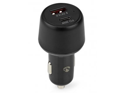 NEDIS nabíječka do auta/ 48 W/ dva výstupy/ 12 - 24 V DC/ 3.0 A/ USB-A/ USB-C/ automatická volba napětí/ černá