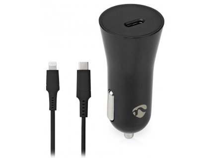 NEDIS nabíječka do auta/ 20 W/ 12 - 24 V DC/ 3.0 A/ USB-C/ automatická volba napětí/ černá/ kabel 1 m