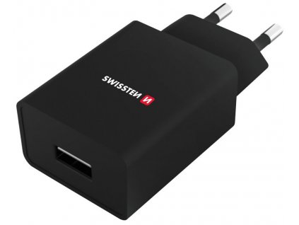 Swissten Síťový Adaptér Smart Ic 1X Usb 1A Power + Datový Kabel Usb / Type C 1,2 M Černý