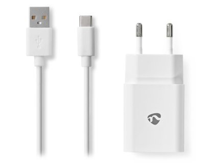 NEDIS síťová nabíječka/ USB-C/ 2.4 A/ 5.0 VDC/ rychlé nabíjení/ bílá/ kabel 1m