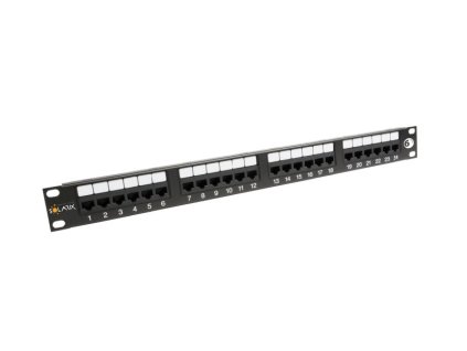 Solarix Patch panel  24 x RJ45 CAT6 UTP 350 MHz černý 1U