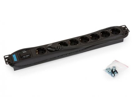 Triton 19',8xDE zásuvka,bleskojistka,3x1.5mm 2m kabel CZ-DE, RAL9005