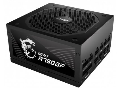 OPRAVENÉ - MSI zdroj MPG A750GF/ 750W/ ATX/ akt. PFC/ 10 let celková záruka/ 140mm ventilátor/ modulární kabeláž/ 80PLUS...