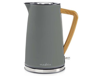 NEDIS rychlovarná konvice KAWK510EGY/ objem 1,7 l/ Soft-Touch/ 1850 - 2200 W/ nerezová ocel/ šedá