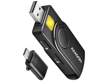 AXAGON kapesní čtečka kontaktních smart karet USB-C (eObčanka) / SD,MicroSD,SmartCard,SIM/ CRE-SMP2A / USB 2.0
