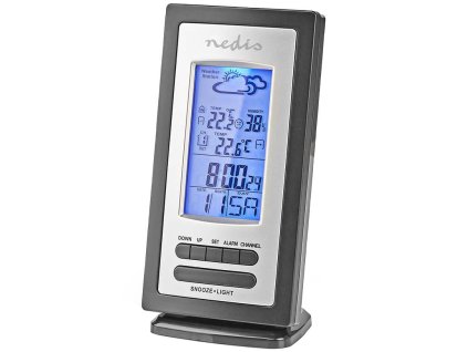 NEDIS meteostanice WEST201G/ vnitřní a venkovní/ digitální/ bezdrátový senzoru počasí/ předpověď počasí/ čas/ LCD/ budík