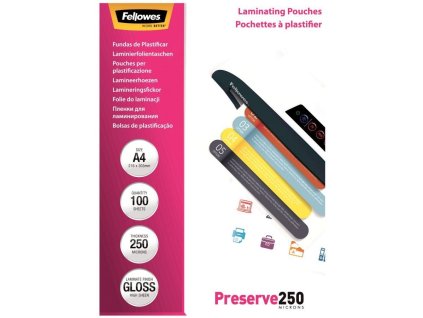 FELLOWES laminovací fólie/ formát A4/ 250 mic/ velikost 216x303 mm/ lesklé/ 100 pack