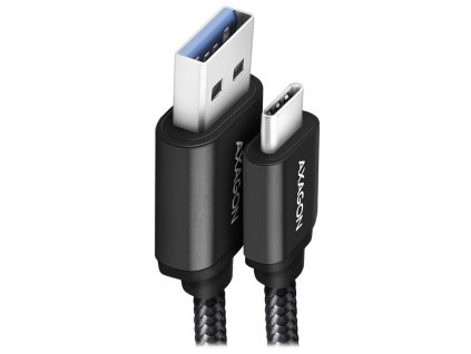 AXAGON datový a nabíjecí kabel USB-A na USB-C / USB 3.2 Gen1 / 3A / ALU / oplet / 1,5m / černý