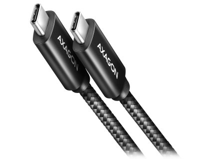 AXAGON datový a nabíjecí kabel USB-C na USB-C / USB4 Gen3x2 / 5A / PD 100W / 8K@60Hz/4K@120Hz opletený / 1m / černý