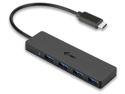 i-tec USB Slim HUB/ 4 porty/ USB 3.0 port pro USB-A zařízení na USB 3.1 Type C/ černý