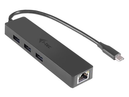 i-tec USB Slim HUB/ 3 porty s Gigabyte Ethernet/ na USB 3.1 Type C/ kompatibilní s Thunderbolt 3/ černý