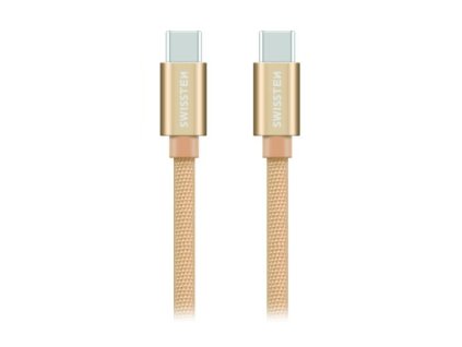 Swissten Datový Kabel Textile USB-C / USB-C 1,2 M Zlatý
