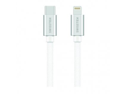 Swissten Datový Kabel Textile USB-C / Lightning 1,2 M Stříbrný