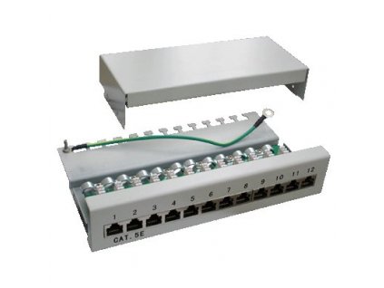 DATACOM Patch box STP 12 port CAT5E DUAL GY  hor.zářez / VL