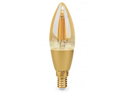 NEDIS Wi-Fi chytrá LED žárovka s vláknem/ E14/ svíčka/ 4,9W/ 230V/ 470lm/ teplá bílá/ 1800 - 3000K/ stmívatelná/ sklo
