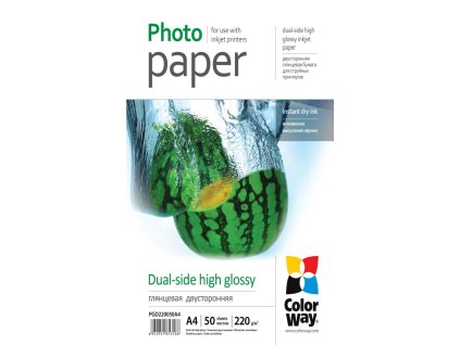 COLORWAY fotopapír/ oboustranný/ high glossy 220g/m2, A4/ 50 kusů