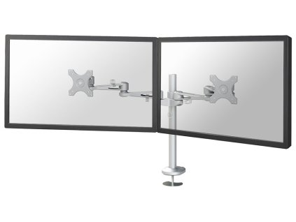 Neomounts FPMA-D935DG /Držák displeje/na stůl/10-27"/průchodka/3čepy/VESA 100X100/nosn.2x6kg/2 displeje/stříbrný