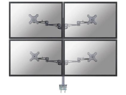 Neomounts FPMA-D935D4 /Držák displeje/na stůl/10-27"/svorka/3čepy/VESA 100X100/nosn.4x6kg/4 displeje/stříbrný