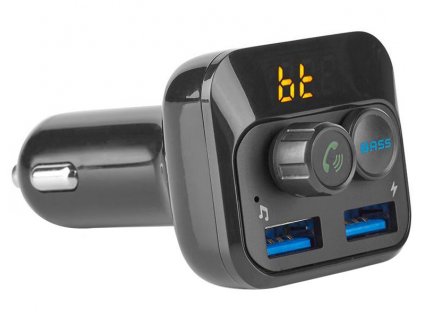 NEDIS FM Transmitter do auta/ Hands free volání/ 1.0 "/ LED obrazovka/ Bluetooth 5.0/ 12 - 24 V DC/ 2.4 A/ 2x USB/ černý