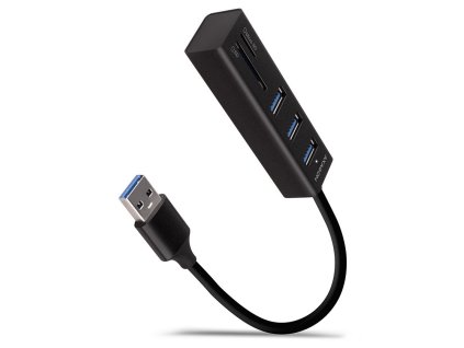 AXAGON hub USB-A / HMA-CR3A / USB 3.2 Gen1 / 3x USB-A / MicroSD/SD / kovové tělo / 0,2m