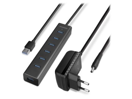 AXAGON hub USB-A / HUE-SA7BP / USB 3.2 Gen1 / 7x USB-A / AC adaptér / 0,4m