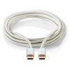 NEDIS PROFIGOLD USB 2.0 kabel/ USB-C zástrčka - USB-C zástrčka/ nylon/ stříbrný/ BOX/ 2m