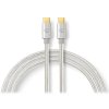 NEDIS PROFIGOLD USB 2.0 kabel/ USB-C zástrčka - USB-C zástrčka/ nylon/ stříbrný/ BOX/ 2m