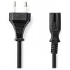 NEDIS napájecí kabel pro adaptéry/ Euro zástrčka - konektor IEC-320-C7/ přímý-přímý/ dvoulinka/ černý/ bulk/ 0,5m