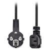 NEDIS napájecí kabel 230V/ přípojný 10A/ úhlový konektor IEC-320-C13/ úhlová zástrčka Schuko/ černý/ bulk/ 2m