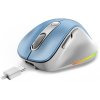 GENIUS Ergo 9000S Pro Light Blue/ duální Bluetooth + 2,4GHz/ 2400 dpi/ bezdrátová/ 6tlačítková/ dobíjecí/ RGB/ modrobílá