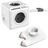 Cubenest Powercube Extended USB PD 35W, 2xUSB-C, 4× zásuvka, 1,5m, bílá/šedá, dětská pojistka, uzemnění, montážní dok
