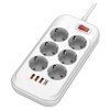 COLORWAY Prodlužovací napájecí přívod/ 6x Schuko/ 3x USB-A / 1x USB-C/ 36W/ kabel 2m
