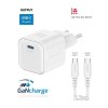 Swissten síťový adaptér gan 1x usb-c 20w power delivery bílý + datový kabel usb-c/usb-c 1,2 m bílý