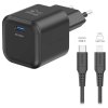 Swissten síťový adaptér gan 1x usb-c 35w power delivery černý + datový kabel usb-c/lightning 1,2 m černý