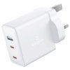 Swissten síťový adaptér gan 2x usb-c + 1x usb 70w pro uk zásuvku