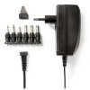 POŠKOZENÝ OBAL - NEDIS univerzální napájecí AC adaptér/ 27 W/ 3 - 12 VDC/ 100 - 240 V AC/ 6 konektorů/ 1,8 m/ černý