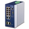 Planet IGS-4215-8UP2T2S průmyslový L2 switch, 8x1Gb, 2x1Gb SFP, 8x PoE 802.3bt 360W, 48-54VDC, -40~75°C, IP30