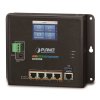 Planet WGR-500-4PV, průmyslový PoE router, 1xWAN+4xLAN 1Gbps, PoE 802.3at 120W, DIN, dual 48-56VDC, -10až60°C, touch LCD