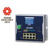 Planet WGS-5225-8P2SV plochý L3 switch, 8x1Gb, 2x2.5Gb SFP, PoE 30/240W, 48-56VDC, -20~70°C, IP30, fanless, touch LCD