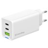 COLORWAY 2x USB-C, 1x USB-A/ síťová nabíječka/ GaN/ PD/ PPS/ 65W/ Včetně 2x kabelů, USB-C-USB-C, USB-C-Lightning/ Bílá