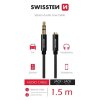 Swissten audio kabeltextile 3,5 mm jack(samec) - 3,5 mm jack (samice) 1,5 m černý