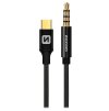 Swissten audio adaptértextile usb-c (samec)/3,5 mm jack (samec) 1,5m černý