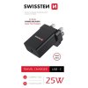 Swissten síťový adaptér pd 25w pro iphone a samsung pro uk zásuvku černý