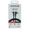 Swissten textilní datový kabel arcade usb / lightning 1,2 m černý