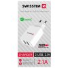 Swissten síťový adaptér smart ic 2x usb 2,1a power bílý (samoprodavač)