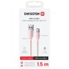 Swissten datový kabeltextile ii usb / usb-c 1,5 m růžový