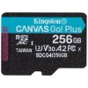 KINGSTON Canvas Go Plus Gen4 256GB microSDXC / C10 / UHS-I U3 V30 / up to  200MB/s / bez adaptéru