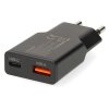 NEDIS síťová nabíječka/ 20 W/ PD 3.0/ rychlé nabíjení/ 1.5 / 2.0 / 2.22 / 3.0 A/ USB-A/ USB-C/ černá/ kabel 1,5m